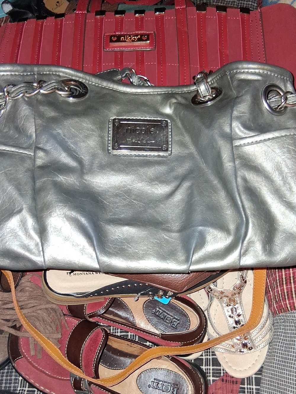 Nicole Silver Chain-Handle Shoulder Bag
